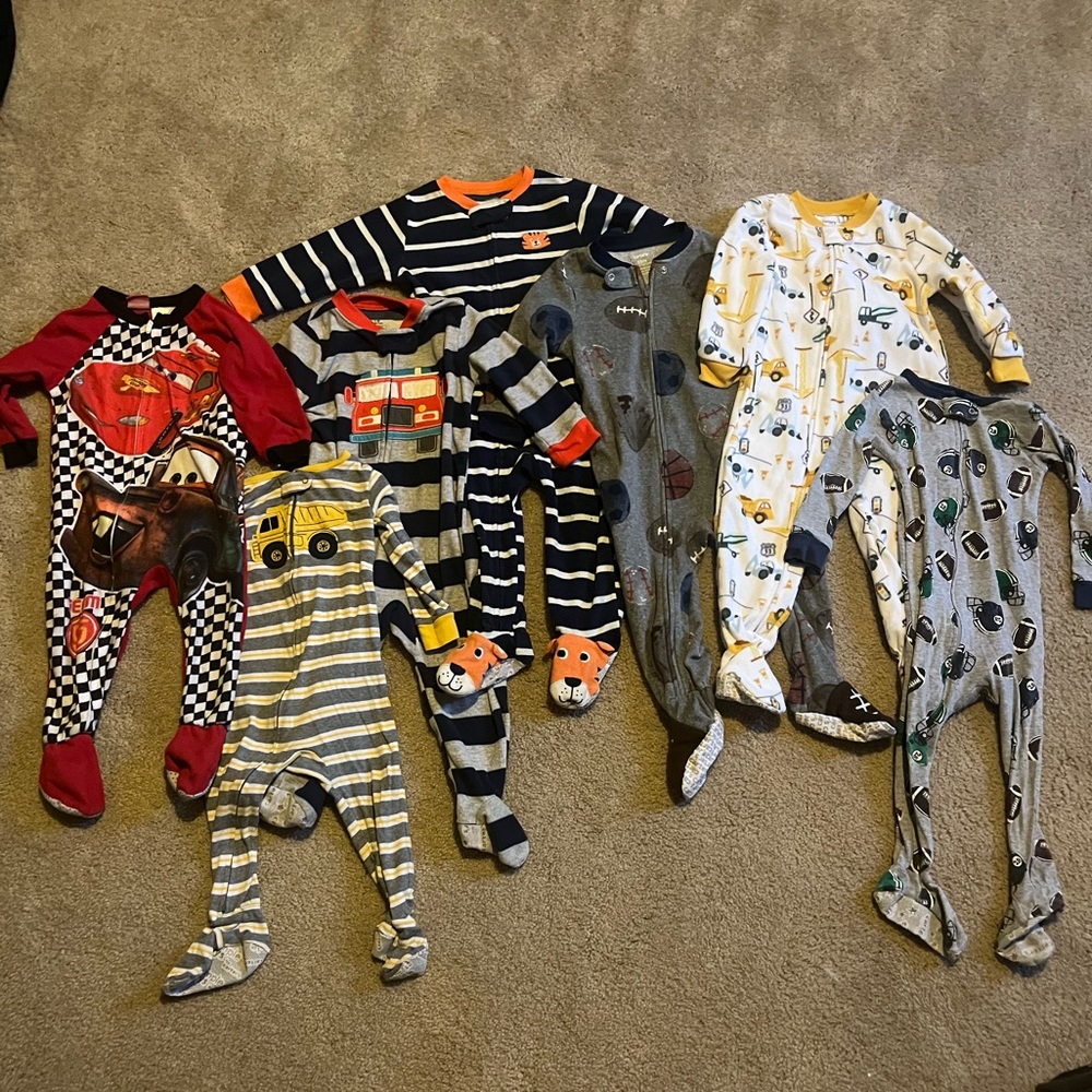 18 month footed pajamas - 7 total